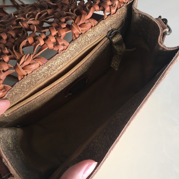 Anthropologie fringe leather braided crossbody bag - Picture 10 of 16